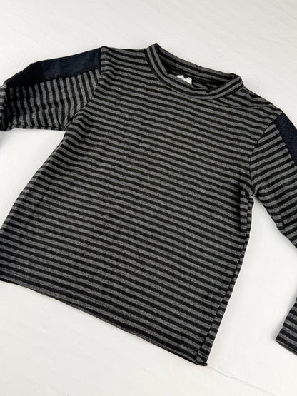 Gray Black Striped Long Sleeve Top