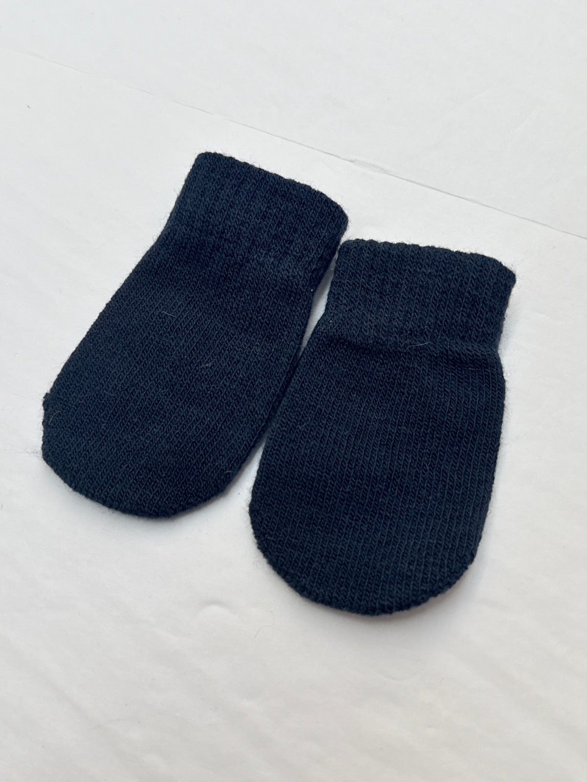 Navy Knit Baby Mittens 0-12m