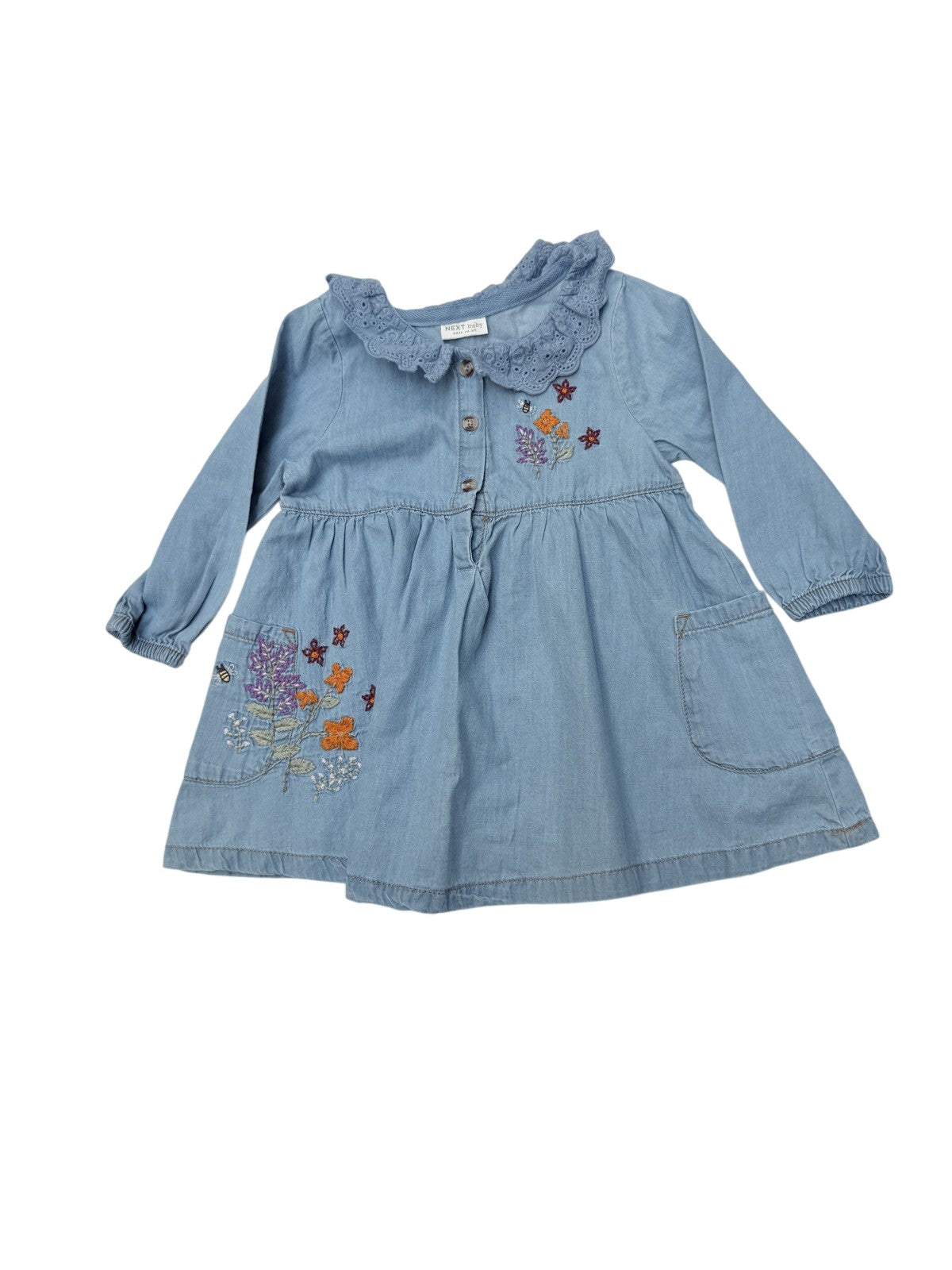 Next Baby Chambray Floral Dress 6-9M