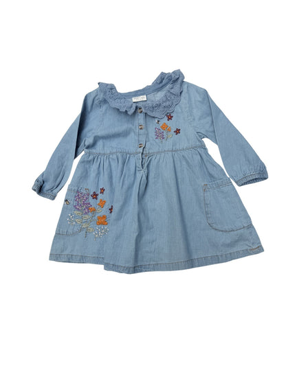 Next Baby Chambray Floral Dress 6-9M