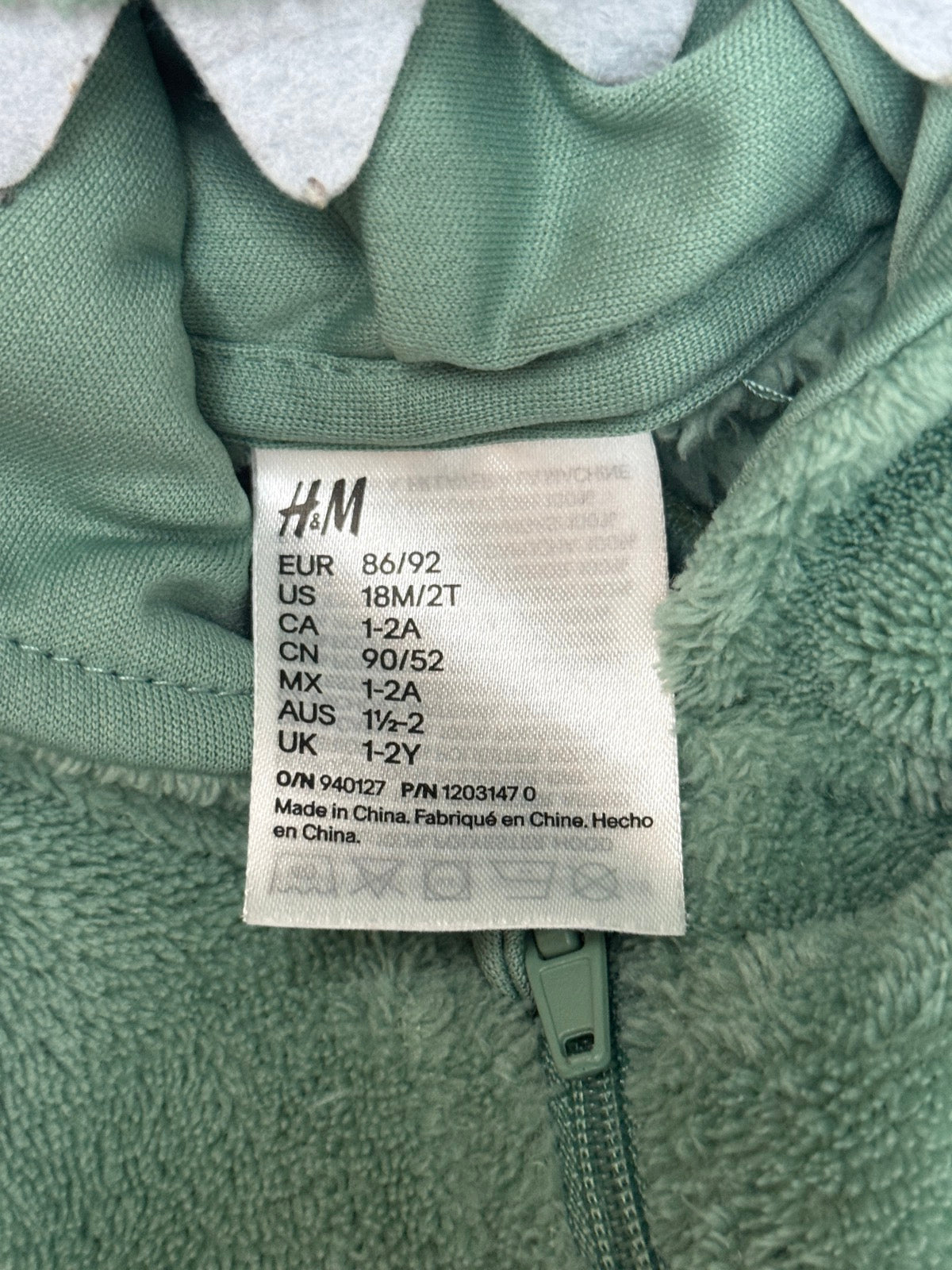 H&M Dinosaur Hooded Sleeper 18M/2T