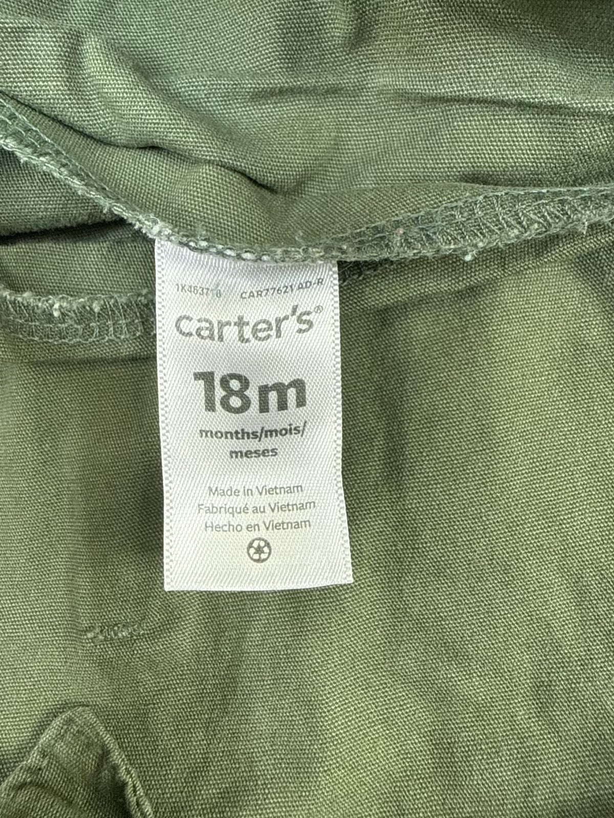 Carter's Green Leopard Shortall Overalls 18m