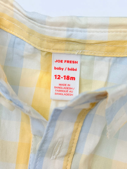 Joe Fresh Plaid Collared Body Suit 12-18M