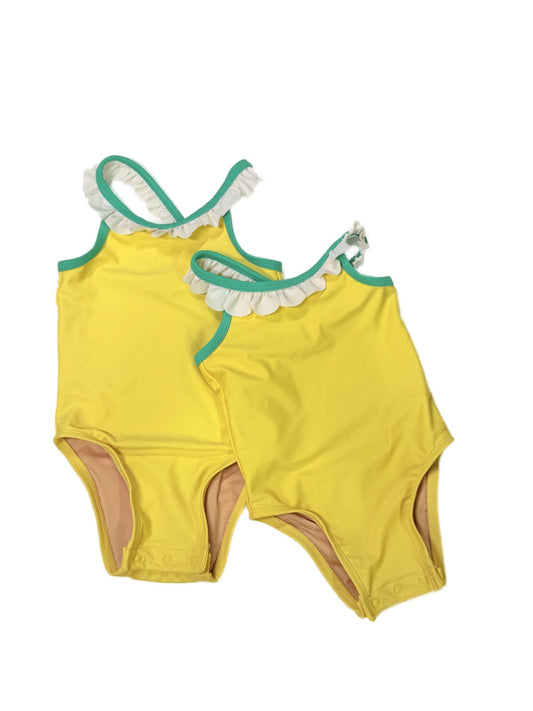 Old Navy Yellow Ruffle One-Piece Swimsuit 12-18M