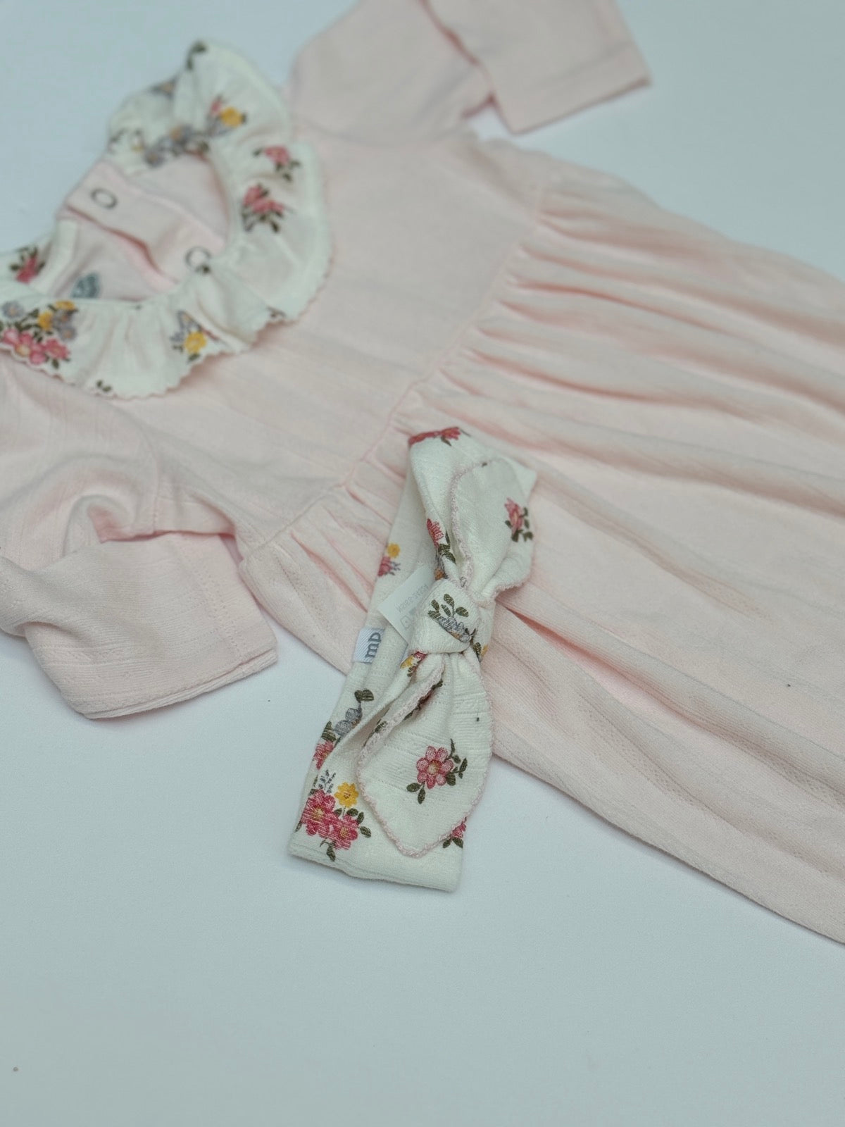 Mud Pie Pink Floral Gown Set 0-3m