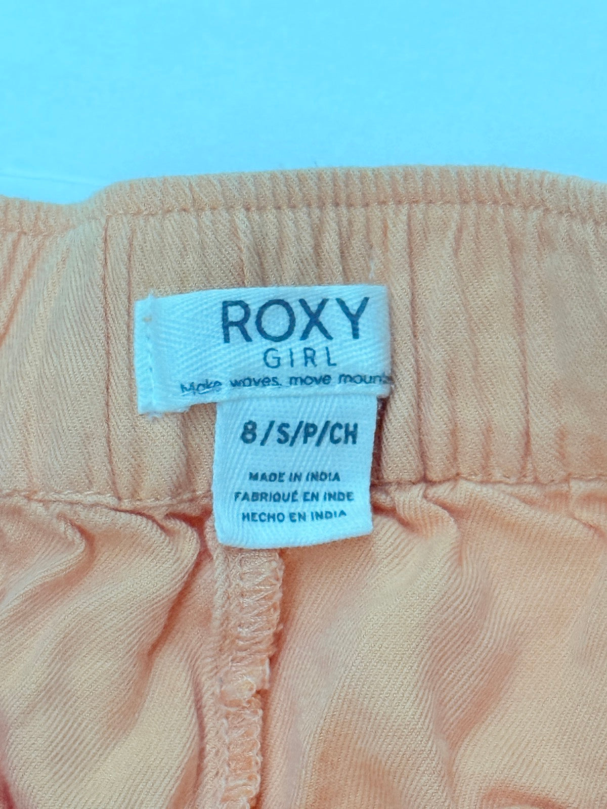 Roxy Girl Peach Elastic Waist Shorts Size 8