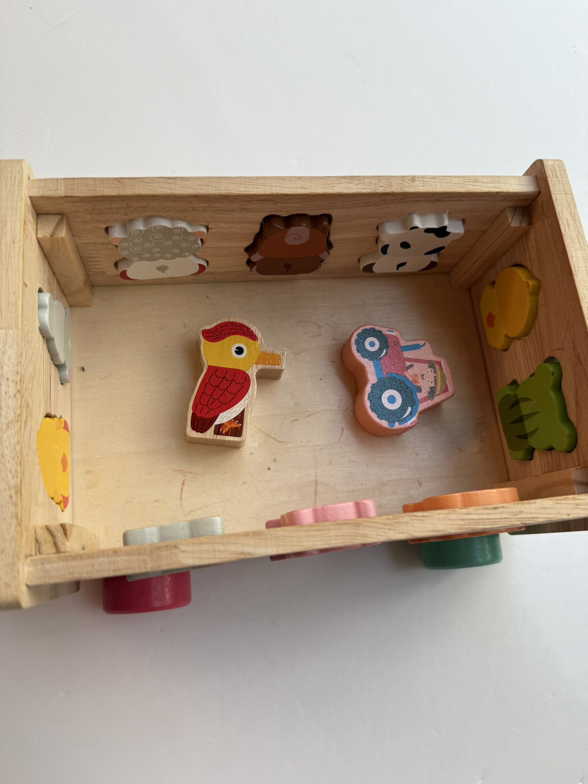 Montessori Wooden Animal Shape Sorter Wagon Toy