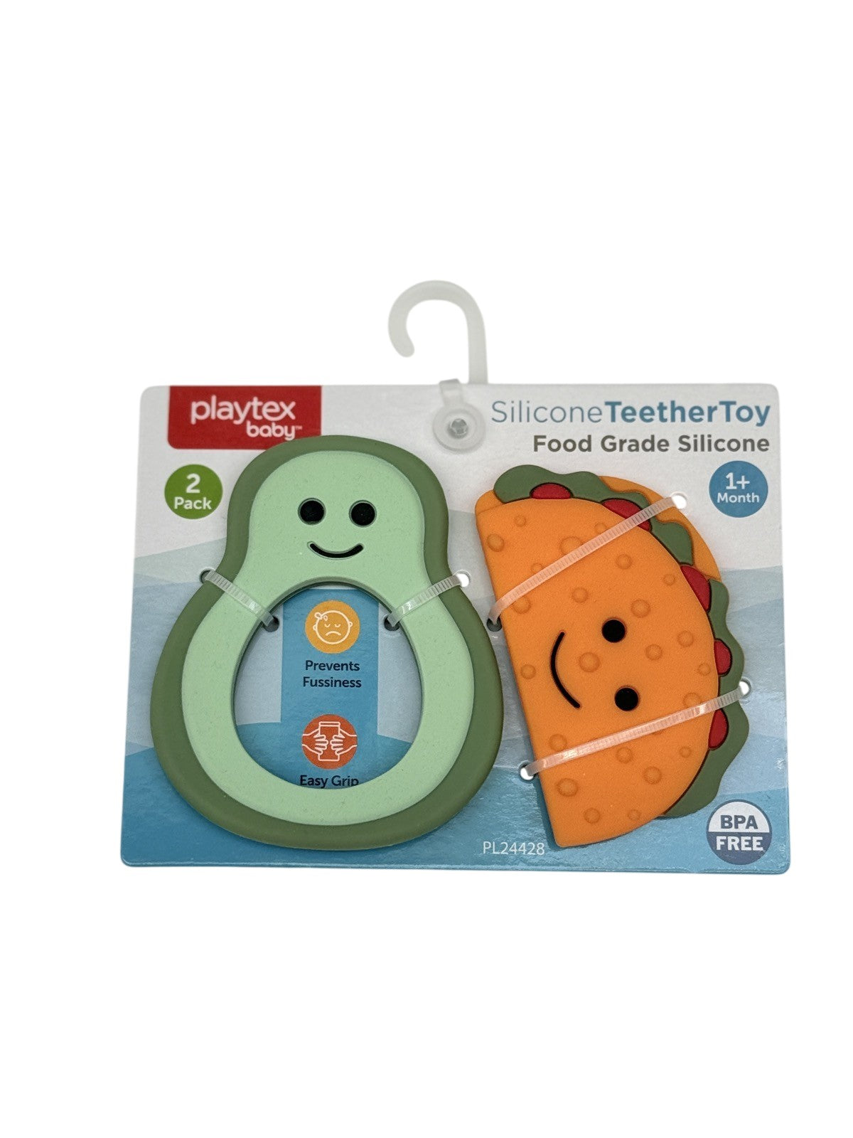 NWT - Playtex Baby Avocado Taco Silicone Teether Toy 2pk