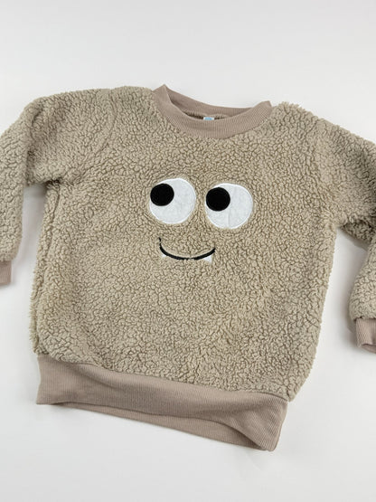 ElFINDoll Beige Sherpa Monster Sweatshirt Size 2T