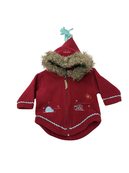 Inuk Red Fleece Arctic Hooded Jacket 12M