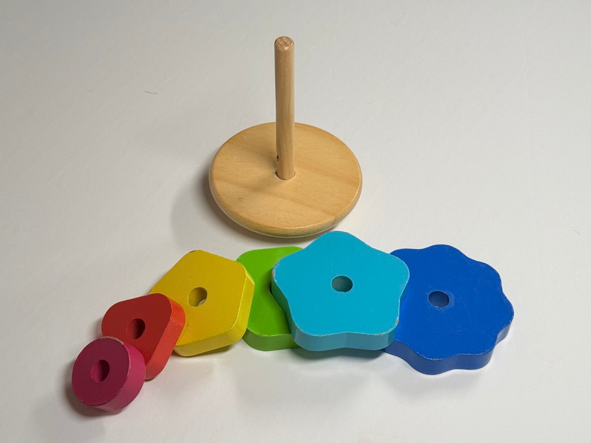 Rainbow Wooden Stacking Ring Toy