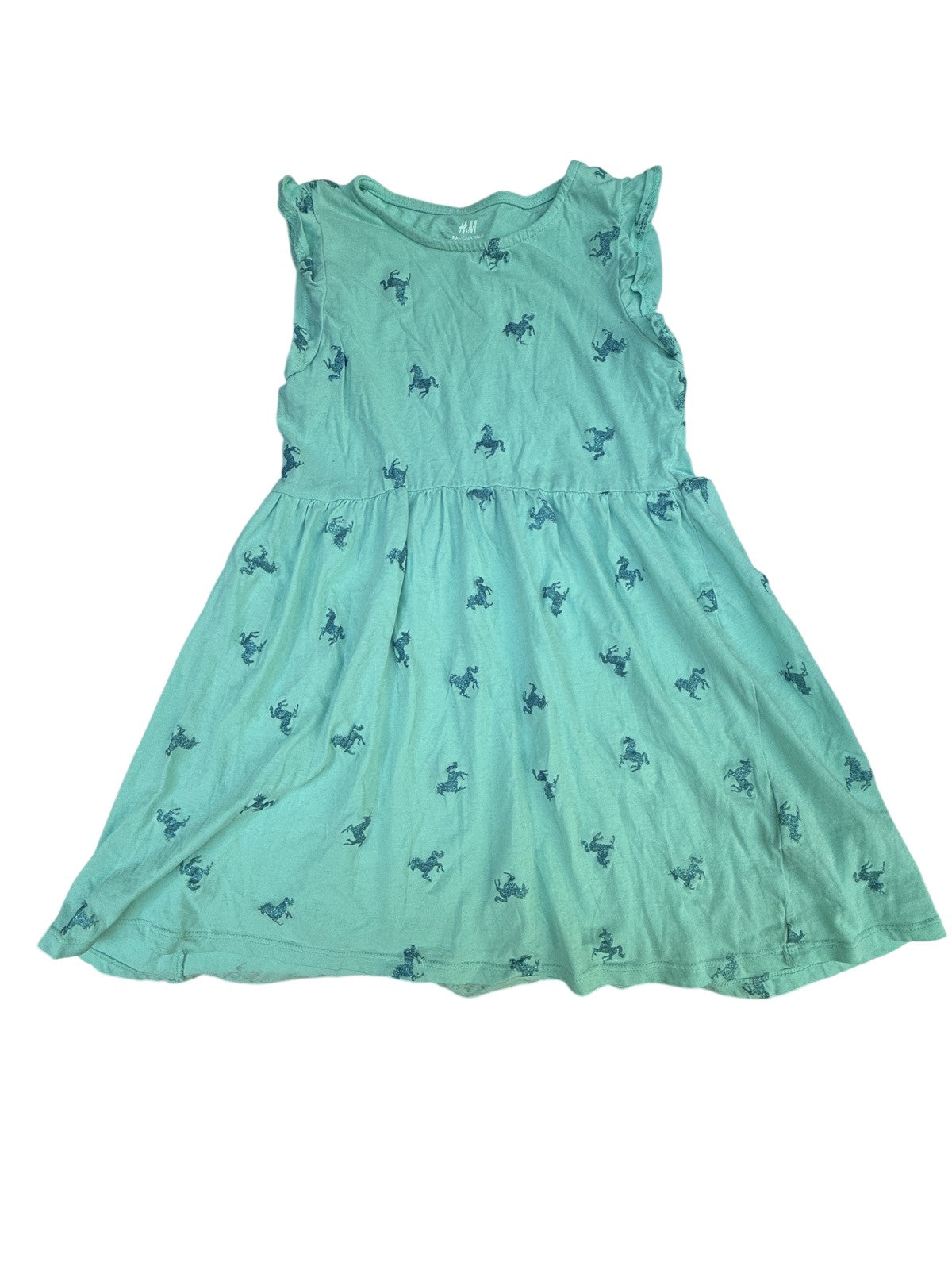 H&M Mint Unicorn Print Dress Size 6X 7