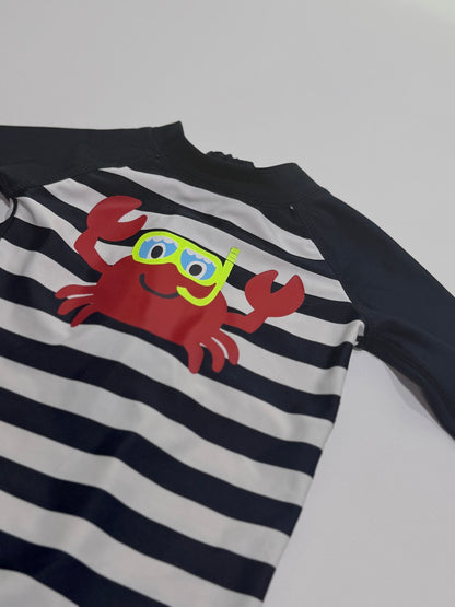 Koala Kids Navy Stripe Crab Swimsuit 0-3m