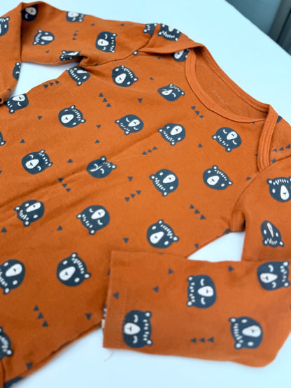 Pekkle Bear Print Long Sleeve Bodysuit 24M