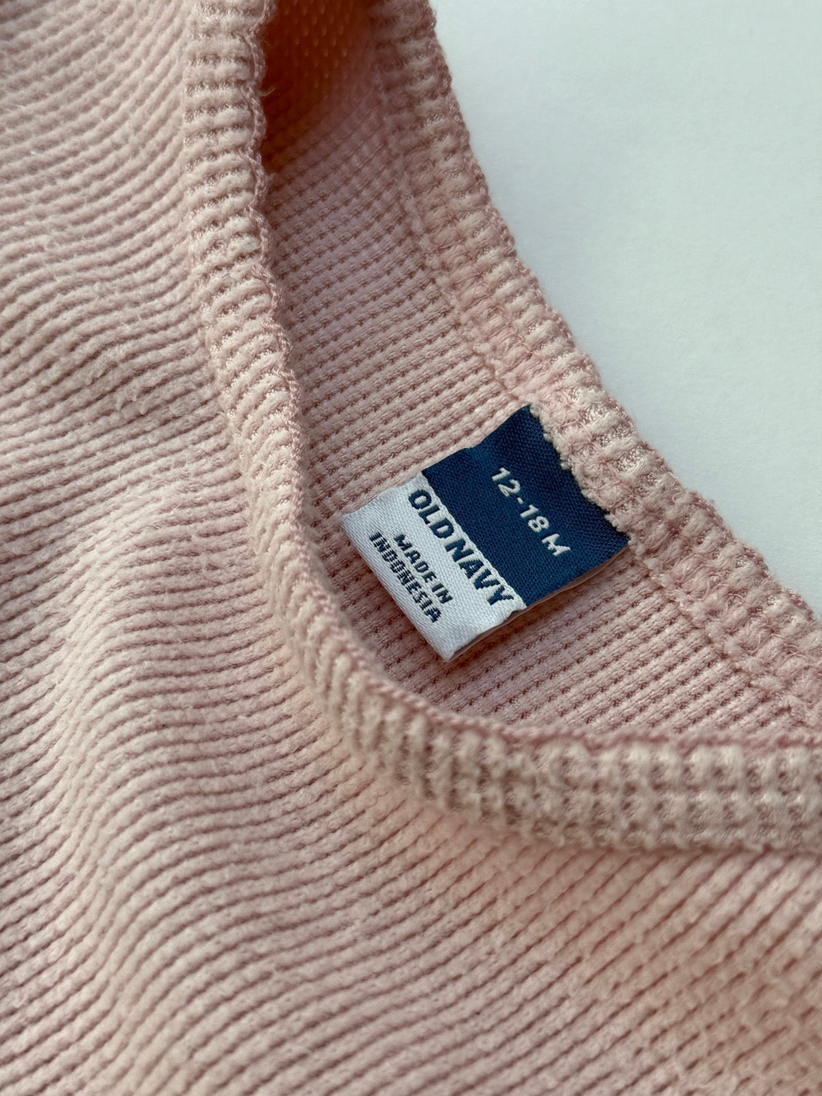 Old Navy Pink Waffle Knit Long Sleeve 12-18M