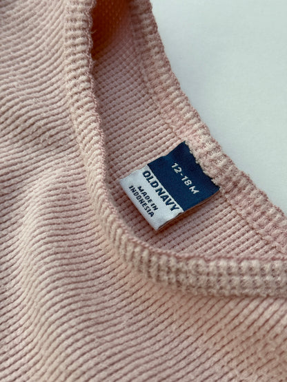 Old Navy Pink Waffle Knit Long Sleeve 12-18M
