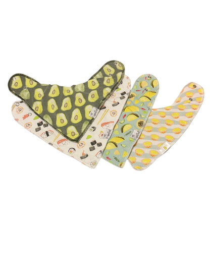 Copper Pearl / The Wee Bean Food Print Bandana Bib Set of 4
