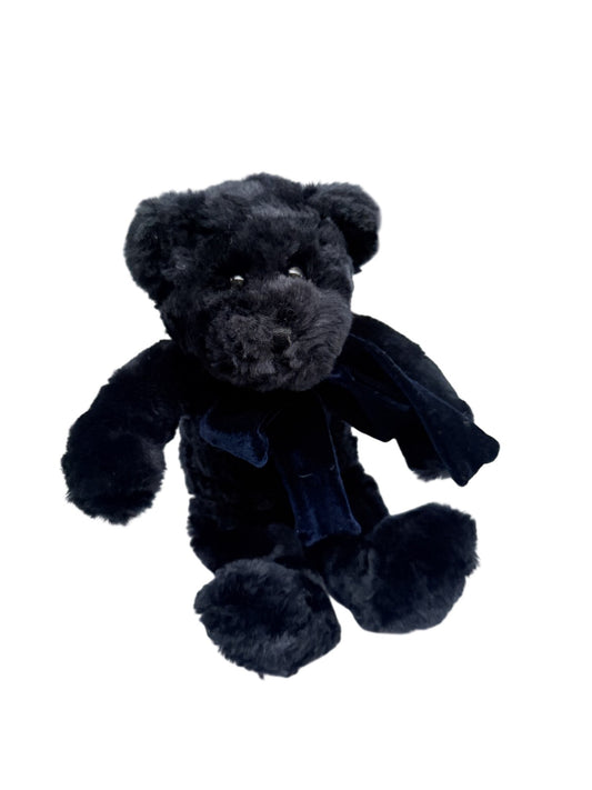 Dark Navy Plush Teddy Bear Velvet Ribbon