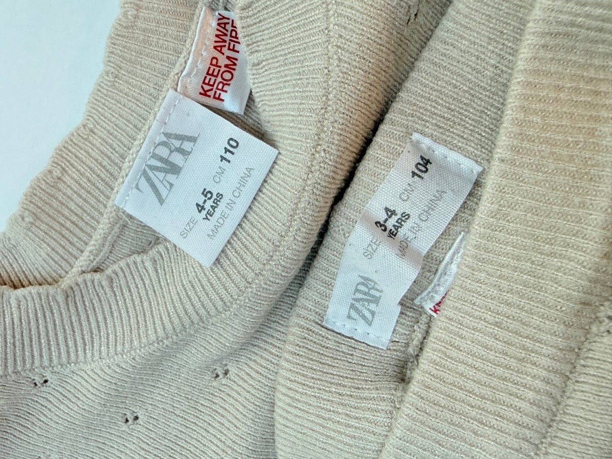 Zara Knit Pointelle Top & Leggings Set 3/4Y