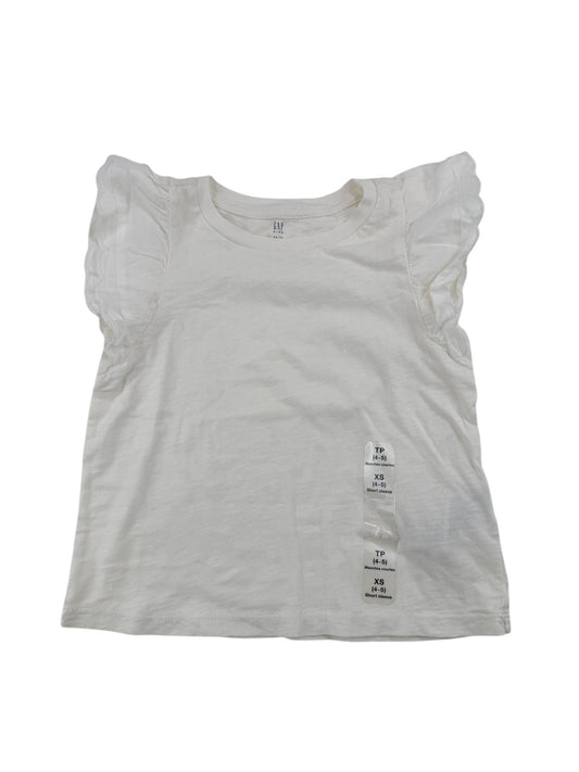 Gap Kids White Flutter Sleeve T-Shirt Size XS (4-5) 4-5Y