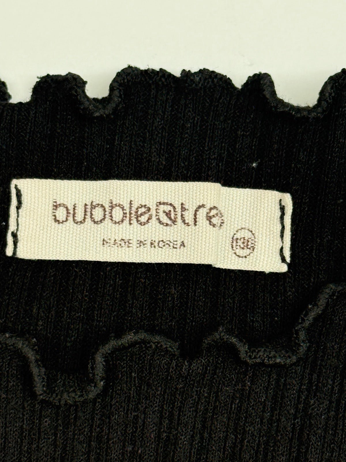 Bubble Tree Black Ribbed Ruffle Top Size 10