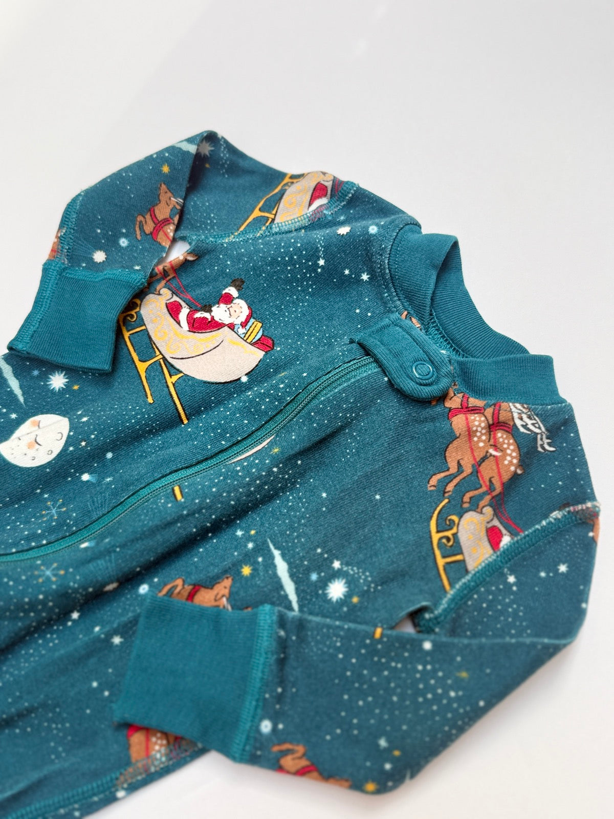 Hanna Andersson Santa Sleigh Zip Pajamas 3-6M