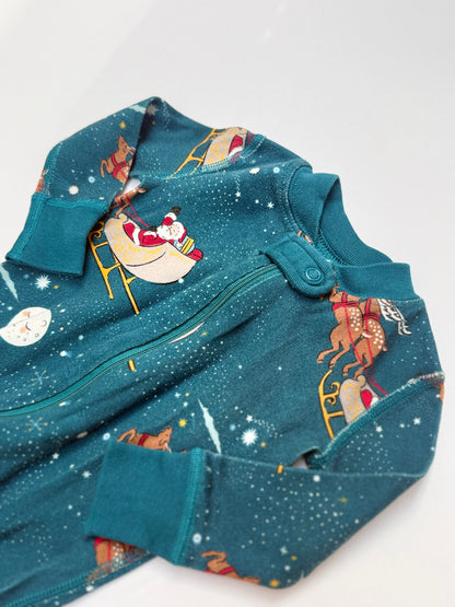 Hanna Andersson Santa Sleigh Zip Pajamas 3-6M