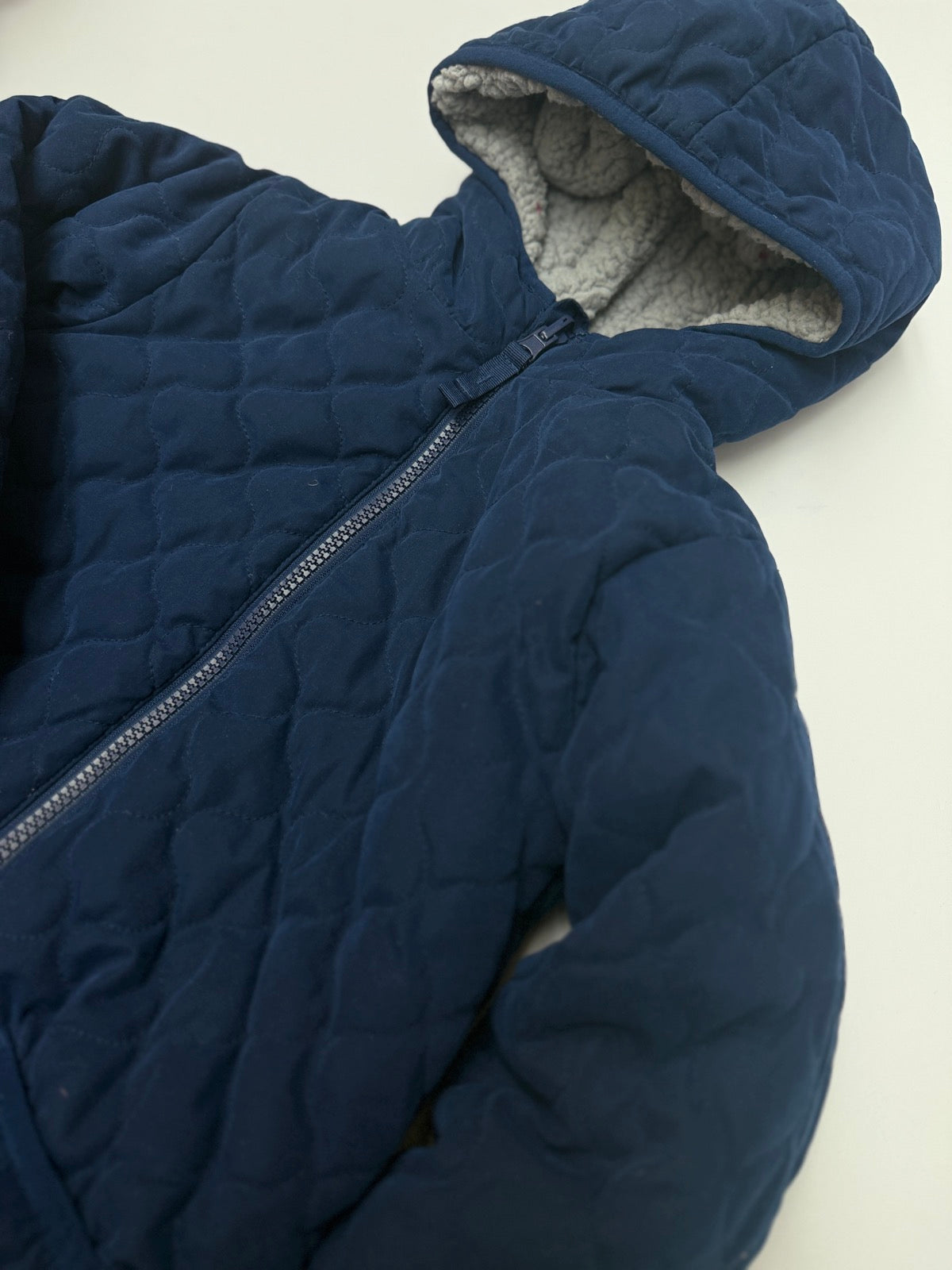 Okie Dokie Navy Quilted Sherpa Jacket 4T