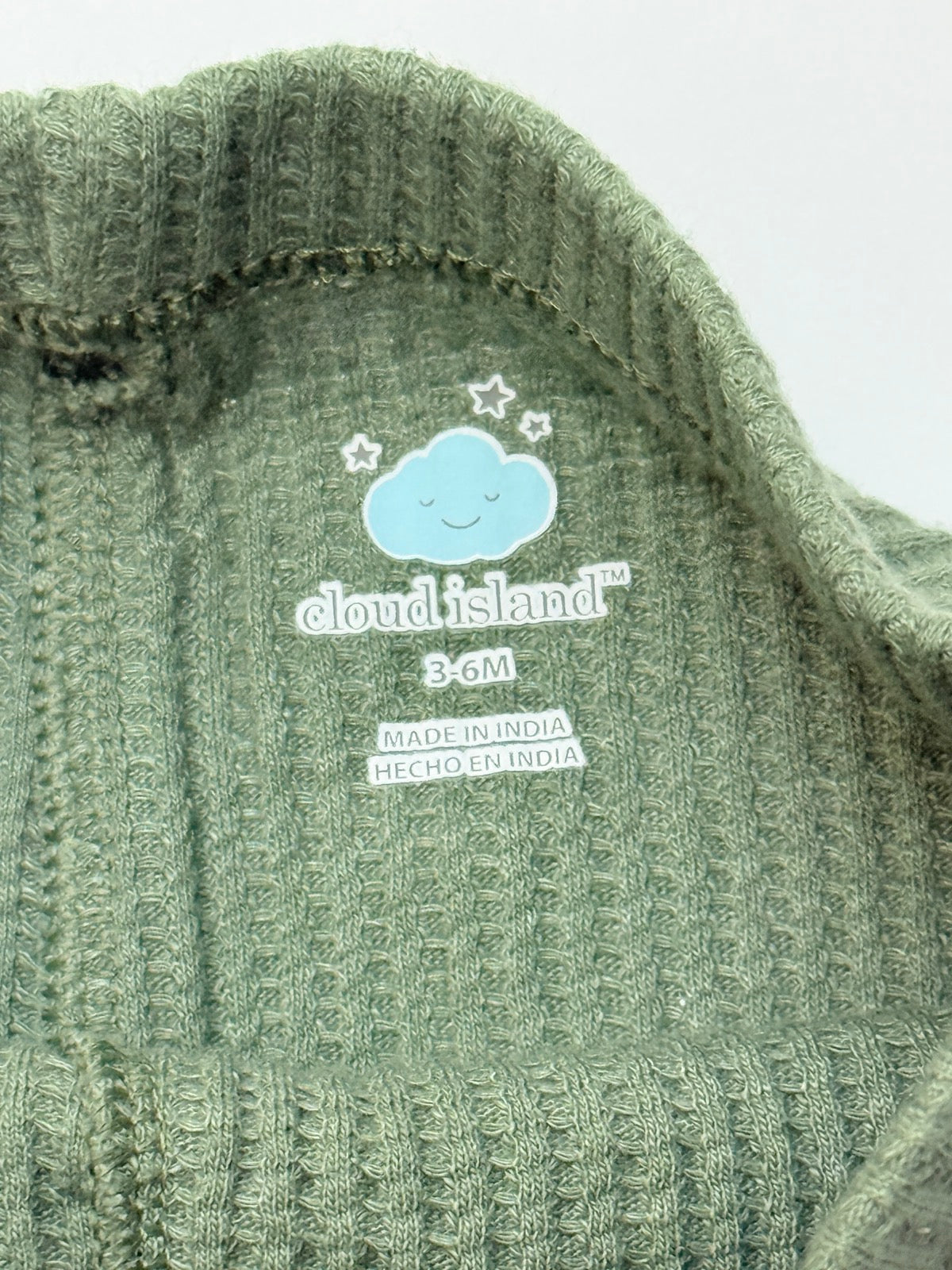 Cloud Island Green Waffle Knit Leggings 3-6M
