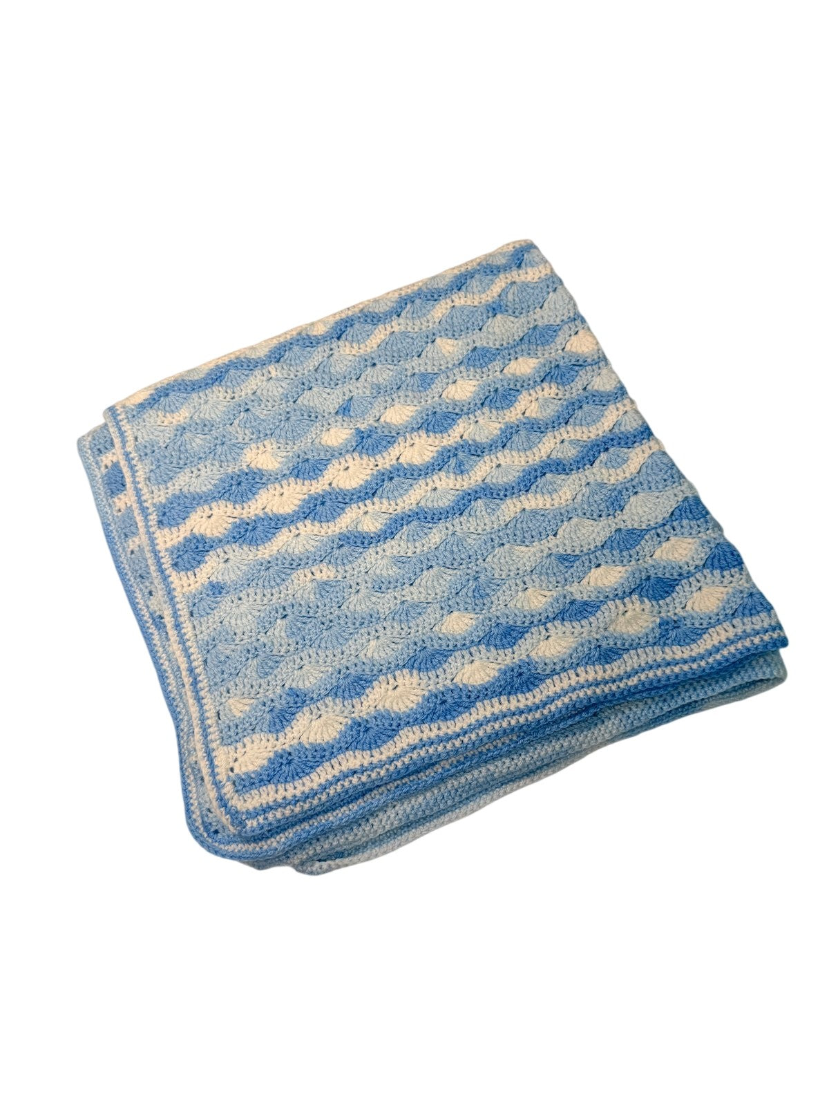 Handmade Crochet Blue Shell Baby Blanket