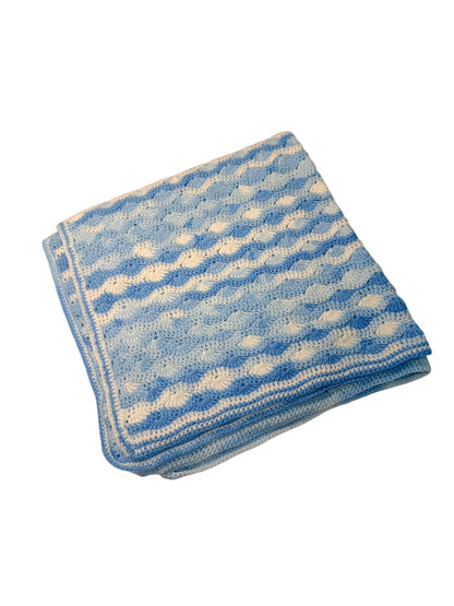 Handmade Crochet Blue Shell Baby Blanket