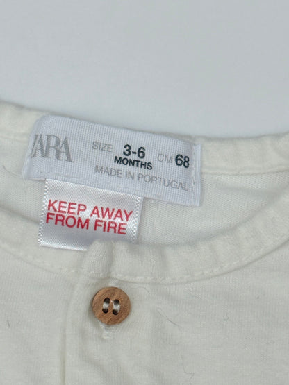 Zara Cream Henley Long Sleeve Shirt 3-6M