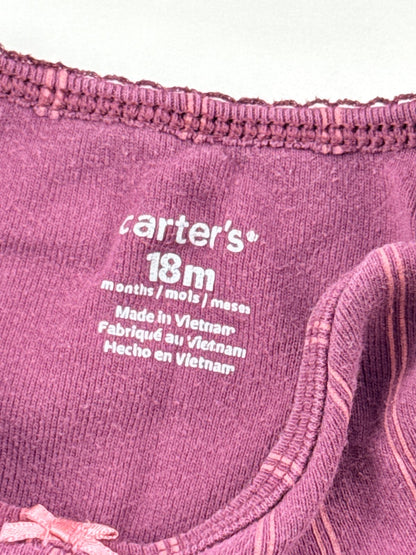 Carter's Purple Striped Long Sleeve Bodysuit 18M