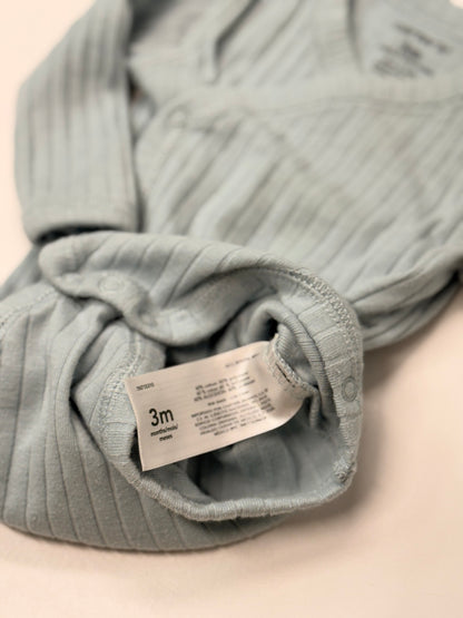 Carter's Blue Ribbed Long Sleeve Bodysuit 3m