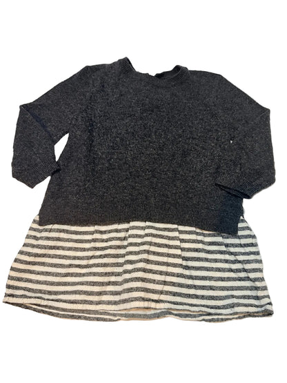 Zara Knitwear Gray Striped Sweater Dress 12-18m