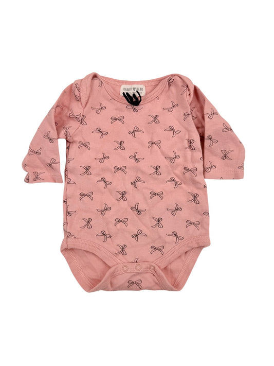 Rabbit + Bear Pink Bow Print Bodysuit 0-3M
