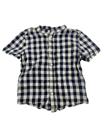 H&M L.O.G.G. Navy Gingham Button-Up Shirt Size 4-5Y