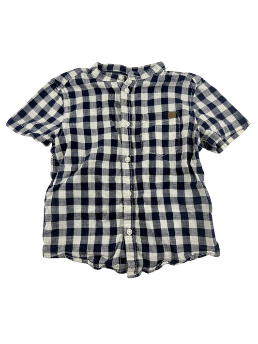 H&M L.O.G.G. Navy Gingham Button-Up Shirt Size 4-5Y