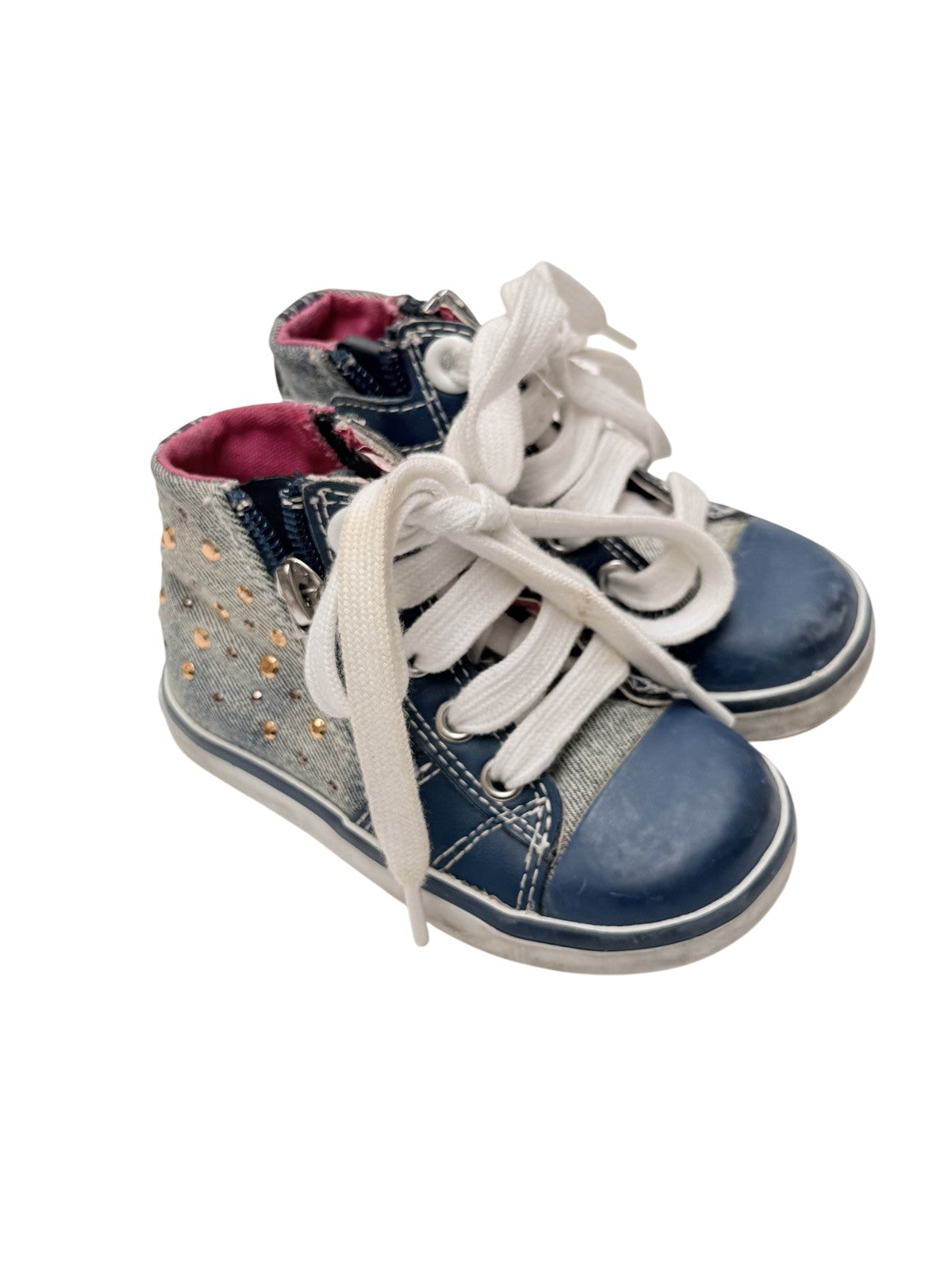 Geox Denim Rhinestone High-Top Sneakers Size 4.5