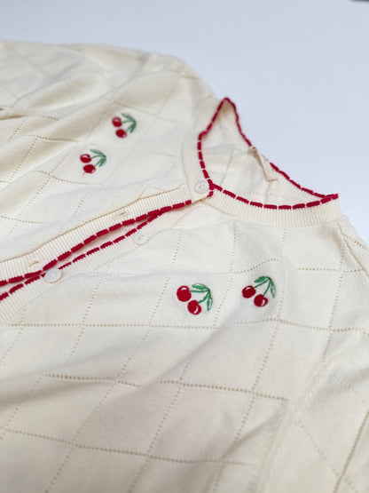 Dave & Bella Cherry Embroidered Cardigan Size 10/12