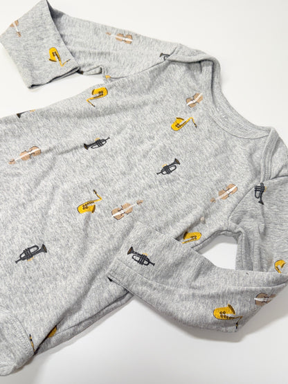Pekkle Gray Musical Instruments Bodysuit 18M