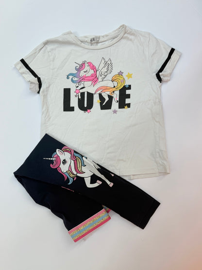 H&M Unicorn Love T-Shirt Leggings Set 4-6Y