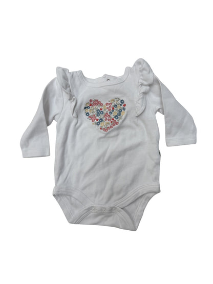 Rabbit + Bear Organic Floral Heart Bodysuit 0-3M