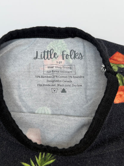 Little Folks Bamboo Plant Print T-Shirt Size 1-2T