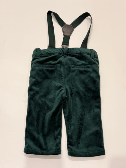 Tommy Bahama Green Velvet Pants Suspenders 0-3M