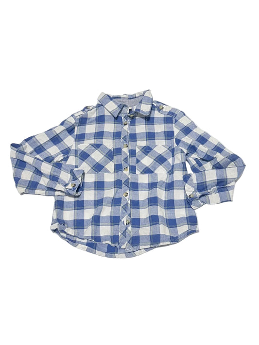 Zara Boys Blue Plaid Button Shirt 3 4