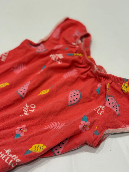 Pekkle Red Tropical Fruit Romper Size 3