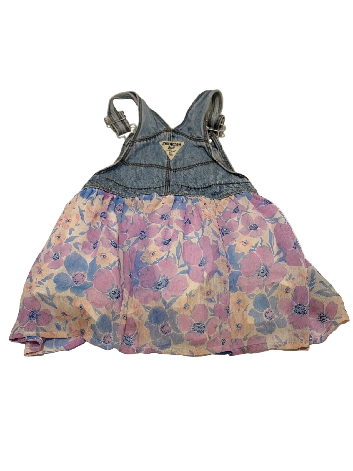 OshKosh B'gosh Denim Floral Overall Dress 3T