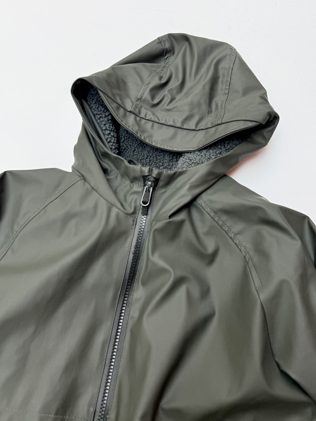 Zara Green Sherpa-Lined Rain Jacket Size 9-10