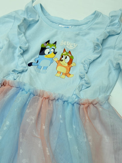 Bluey Tulle Long Sleeve Dress 6Y